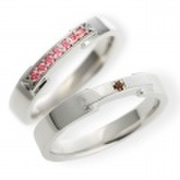 [刻印無料]スワロフスキージルコニアリボンペアリング｜Men’s & Lady’s（セット）　95-2716-2717