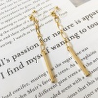 [再販2][即納] ピアスみたいに見えるイヤリング アクセントチェーン×ゴールドバーのノンホールピアス