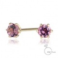 me.luxe 　K10WG ピンクトルマリン/誕生石1粒石ピアス（ゴールド）95-0737
