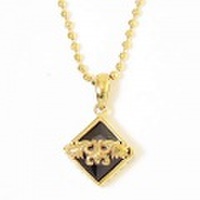 【M.G.C.】≪45cmカットボールチェーン付≫ウイングロゴスクエアストーンペンダント/BKCZ・GＤ