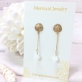 【MermaidJewelry】マーメイドジュエリー*ALL14kgfサンドダラーとチェコガラスのスイング/ポストピアス