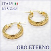 【ORO ETERNO】18金ピアス K18 18K フープピアス ゴールド YG WG PG （EA2738-EB2751-EH2764）イタリアンジュエリー【送料無料】【ラッピング無料】【参考小売価格60,000円】
