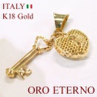 【ORO ETERNO】K18ペンダント 18金ペンダントトップ 18K ゴールド イエローゴールド 鍵&錠 カギ Key 錠前（PA2354）イタリアンジュエリー 【ゴールドジュエリー】【参考小売価格90,000円】【送料無料】