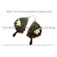 【ネクロマンス NECROMANCE】リアルバタフライウィングピアス Real Butterfly Wing Pierce ＜イスワラモンキアゲハ 後翅＞ 蝶々 羽