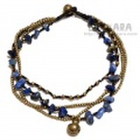 【メール便OK】アジアンストーン4連アンクレット（ラピスラズリ）