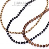 【メール便OK】ウッド＆メタルビーズネックレス（全3色）