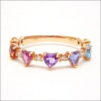 【即日発送可！大人気のマルチカラーリングです♪】　K18ピンクゴールド マルチカラーストーン/ダイヤモンド リング　RPG017SAC