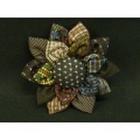 【大島紬】　ひまわりブローチ・大