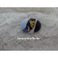 とんぼ玉ガラス横長ブローチ、金箔使用、帯〆飾りにも