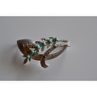 アンティーク・ターコイズ・マーカサイトリーフ型ブローチ