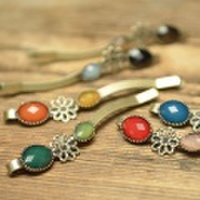 アンティーク調 ビーズ＆フラワーヘアピン(d526)hp187/メール便可