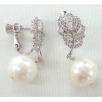 オーロラリップル真珠 CZ スイング イヤリング／ピアス