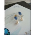 カイヤナイトの雫とパールのピアス(14KGF)