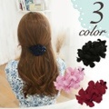 サテン フラワーバンスクリップ 造花 花 ふんわり テールクリップ バンス 髪留め ヘアクリップ シンプル カジュアル 浴衣 夏祭り 660611