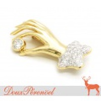 ダイヤモンド ブローチ 750YG(K18YG) D:0.35 D:0.56 [18金イエローゴールド]