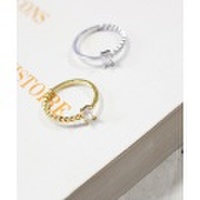 ハーフデザインビジューリング/2カラー