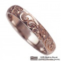 ハワイアンジュエリー オーダーメイド 1.5mm厚 幅4mm 14金 ピンクゴールド バレルリング