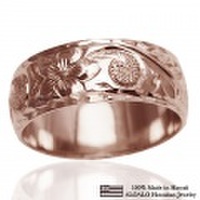 ハワイアンジュエリー オーダーメイド 1.5mm厚 幅8mm 14金 ピンクゴールド バレルリング