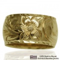 ハワイアンジュエリー オーダーメイド しっかりした1.75mm厚 幅10mm 14金 イエローゴールド バレルリング