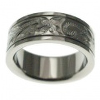 ハワイアンジュエリー チタニウム スクロール 8mm幅 フラットスムースエッジリング