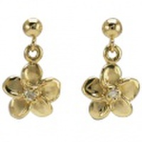 ハワイアンジュエリー14kゴールドミニプルメリアダイヤモンドピアス