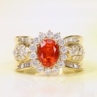 ファイヤーオパール メキシコオパール 0.80ct リング・指輪 11.5号 K18ゴールド 中央宝石鑑別書 【中古】 (208657)