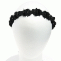 ブランド-Jane Tranヘアアクセサリー◆シフォンブロッサムラインストンヘアバンド◆ブラック
