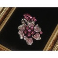 ブローチ＆ヘッド（花型ピンク系スワロフスキー）　　Moon Jewelry