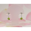 ホワイトゴールド ぺリドット,キュービックピアス/0280