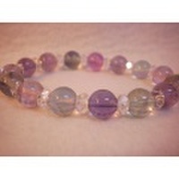レインボーフローライト・カット水晶・ブレスレット