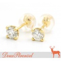 一粒ダイヤ スタッドピアス K18YG D:0.24 D:0.22 新品 [ダイヤモンド 18金イエローゴールド]