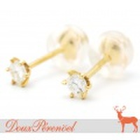 一粒ダイヤ ピアス K18YG D:0.08 D:0.08 新品 [ダイヤモンド 18金イエローゴールド]