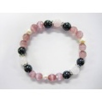 縁起物シリーズ　御守石×磁気ヘマタイトブレスレット【和】紅水晶　0102