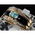 新着【K18YG イエローゴールド】指輪 リング アクアマリン0.82ｃｔ ダイヤモンド0.77ｃｔ オニキス 12.2ｇ 13号 レディース 3064-0