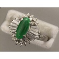 新着値下げ【PT900プラチナ】指輪　リング　ヒスイ　ダイヤモンド0.72ｃｔ　11.5号　6.4ｇ　レディース　02434-0