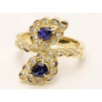 新着値下げ【K18YGイエローゴールド】指輪　リング 　サファイア0.81　ダイヤモンド0.28　9.6ｇ　14号　レディース　01386-0
