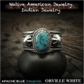 新品　オーヴィル・ホワイト/Orville White　リング　23号　アパッチブルー　ターコイズ　 インディアンジュエリー　シルバー925　ナバホ族 Orville White ring USA size#11 Apache Blue Turquoise Indian Jewelry Sterling Silver (ID na3199r73)