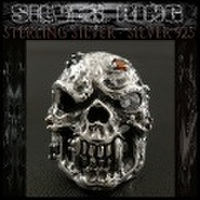 送料無料！シルバーリング リング 指輪 ドクロ 髑髏 スカル シルバー925 ジルコニア Sterling Silver Ring Skull Zirconia(ID sr0788r81)