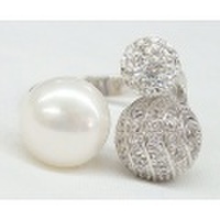 淡水パール パヴェボール CZ リング
