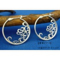 流蓮/唐草　ピアス　１８金　ピンク/ホワイトゴールド
