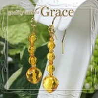 琥珀ピアス　ハニー　ファセットカット　ぶら下がり　PC-WG11-12215