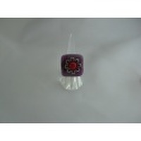 蜻蛉ガラス紫系とメタルのリング