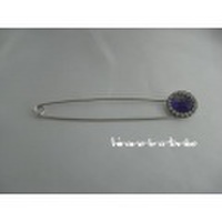 蜻蛉玉ガラス青と金のピンブローチ