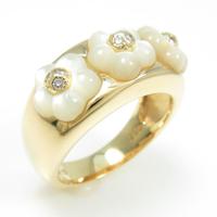 K18YG フラワー マザーオブパールリング