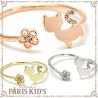 シルエット ネコ ＆ お花 モチーフ リング ymgir