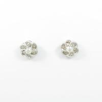 K18WG フラワー ダイヤモンドピアス