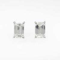 【リメイク】ST／プラチナダイヤモンドピアス 1．035ct・1．037ct・I・VS1?2・エメラルドカット10％引き