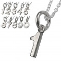 プレーン ナンバー ペンダント ≪1.1mmアズキチェーン割引セット≫ 数字 [シルバーペンダント]