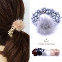 シュシュ　パール　ファー　ミンク　ヘアアクセサリー　ヘアゴム　大人可愛い　シンプル　ヘアゴム　ゴム　ヘアアクセ　シンプル　デイリー　オフィス　エレガント　ピンク　上品　トレンド　ヘアゴム　ヘアアクセ　ホワイト　ネイビー　ブラック　シルバー　上品