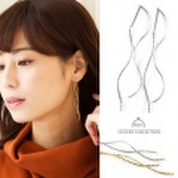 ピアス　ウェーブ　アメリカン　ロング　１４Kコーティング　ピアス　　レディース　ジュエリー　大人可愛い　シンプル　　カーブ　ピアス　ゴール　ドアメリカン　ピアス　シルバーアメリカンピアス　ジュエリー　チェーン　ピアス